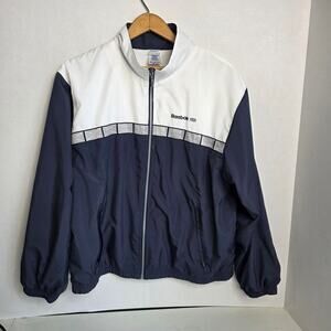 Reebok, Vintage Blue and White Wind Break with Grey Logo Border, Men's XL
